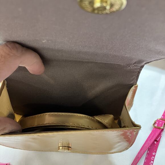 Hello Kitty Clutch Purses Small Bag With Extra Strap (3) Gold Pink White 7” X 7” - Picture 10 of 12